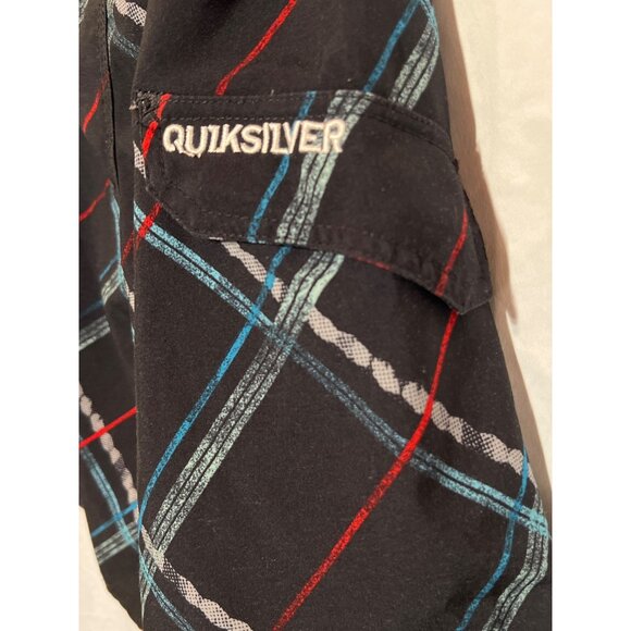 Quiksilver Size 10 Kids Plaid Board Shorts With Pocket & Drawstring Closure - Picture 7 of 12
